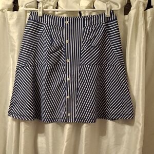 Derek Lam Navy and White Striped A-Line Skirt 6